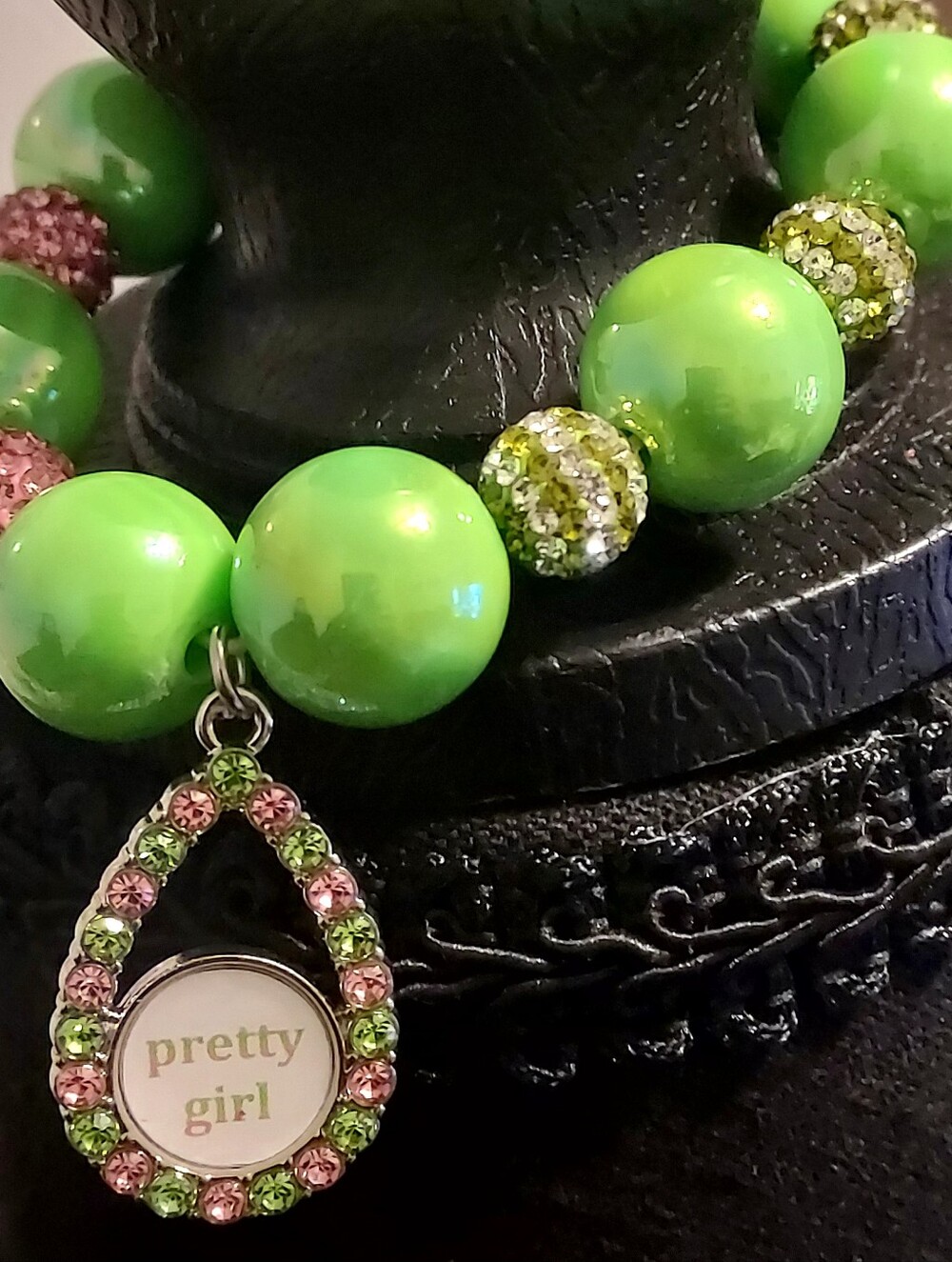 Handmade By Yours TrulyPretty Girl Green Beaded Charm Bracelet - Women's Jewelry
